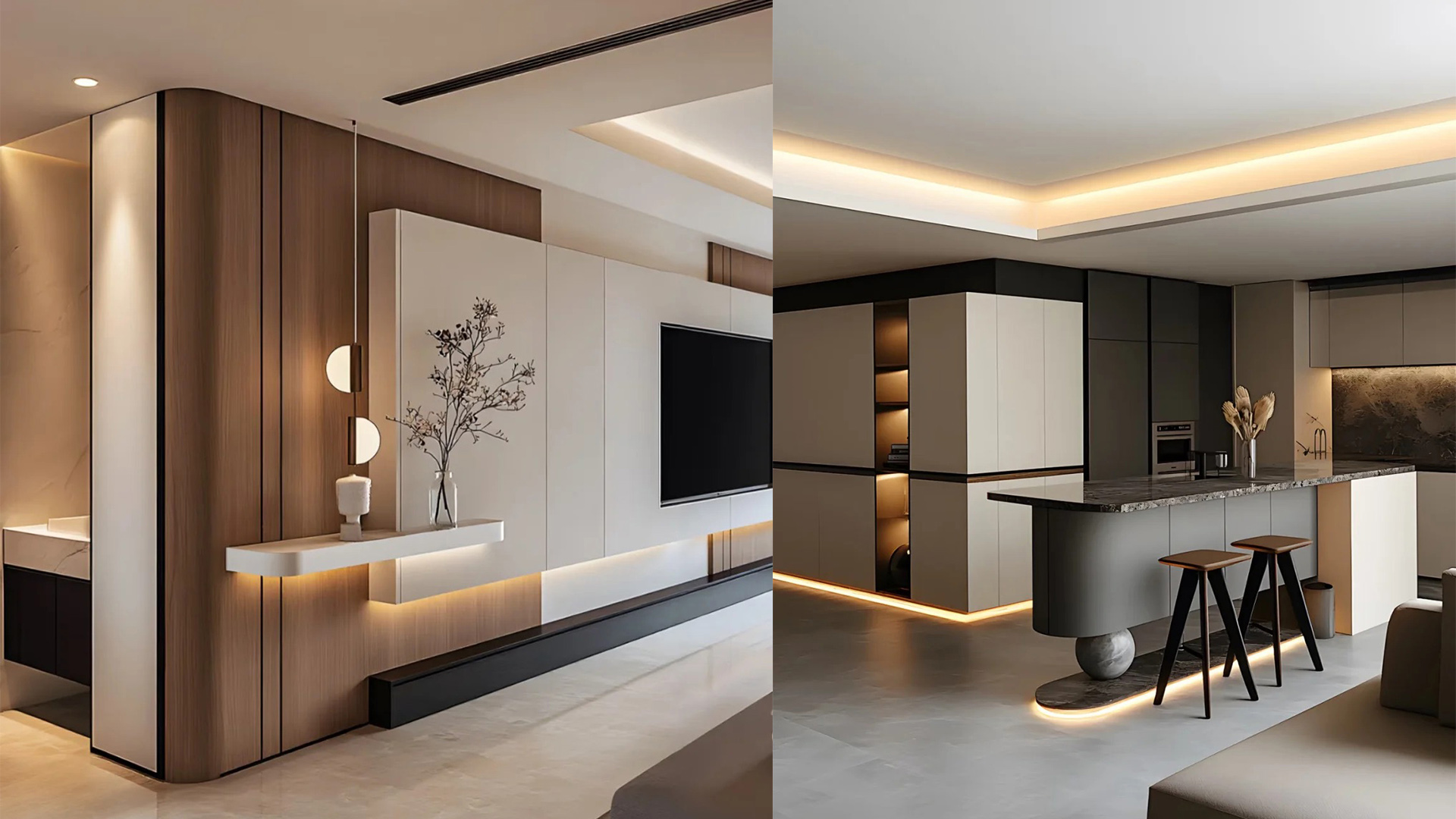 輕奢風(fēng)設(shè)計(jì)，大理石金屬與中性色調(diào)營(yíng)造精致感